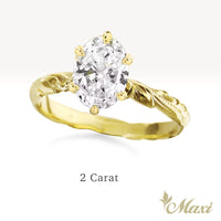 1 Carat Oval Lab-Grown Diamond Hawaiian Engraved Solitaire_Cut-out Ring [14K/18K Gold]