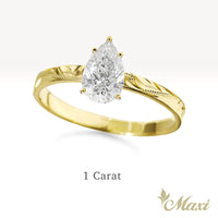 1 Carat Pear Lab-Grown Diamond Hawaiian Engraved Solitaire_Flat Ring [14K/18K Gold/Platinum]