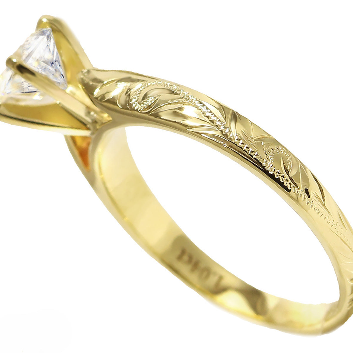1 Carat Rond Lab-Grown Diamond Hawaiian Engraved Solitaire_Tapered Ring [14K/18K Gold]