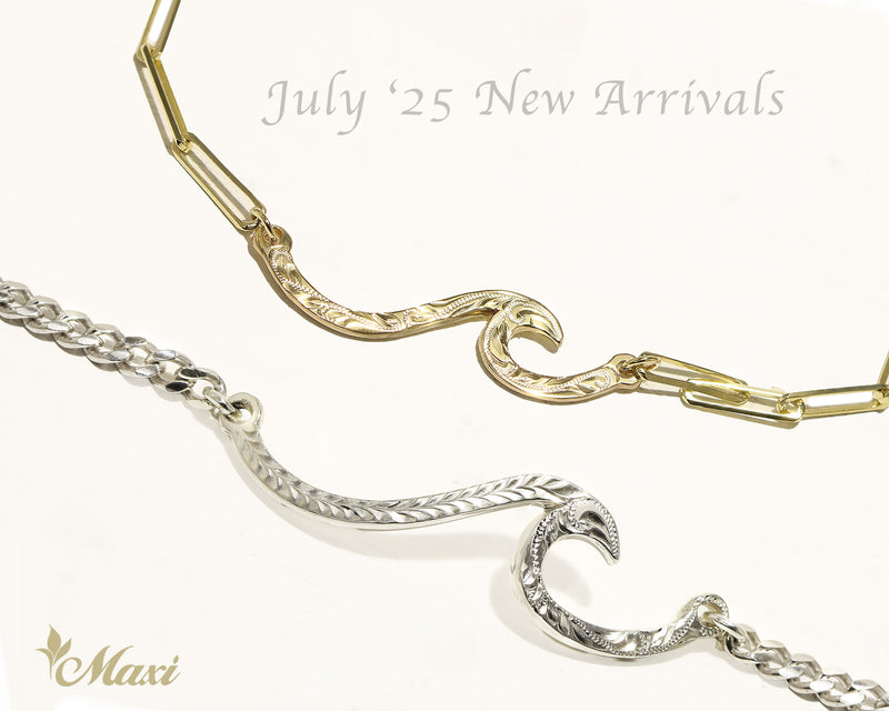 Nalu Wave Bracelet with Paper Clip Cahin [14K Gold]