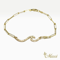 Nalu Wave Bracelet with Paper Clip Cahin [14K Gold]