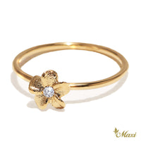 Matte Plumeria Flower Ring with Diamond_Small [14K/18K Gold]