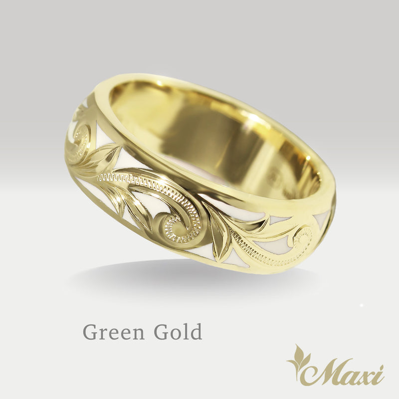 White Enamel 6mm Ring [14K Gold]