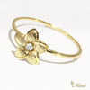 Matte Plumeria Flower Ring with Diamond_Large [14K/18K Gold]
