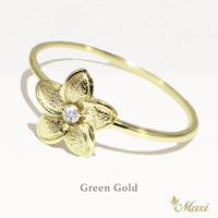 Matte Plumeria Flower Ring with Diamond_Large [14K/18K Gold]