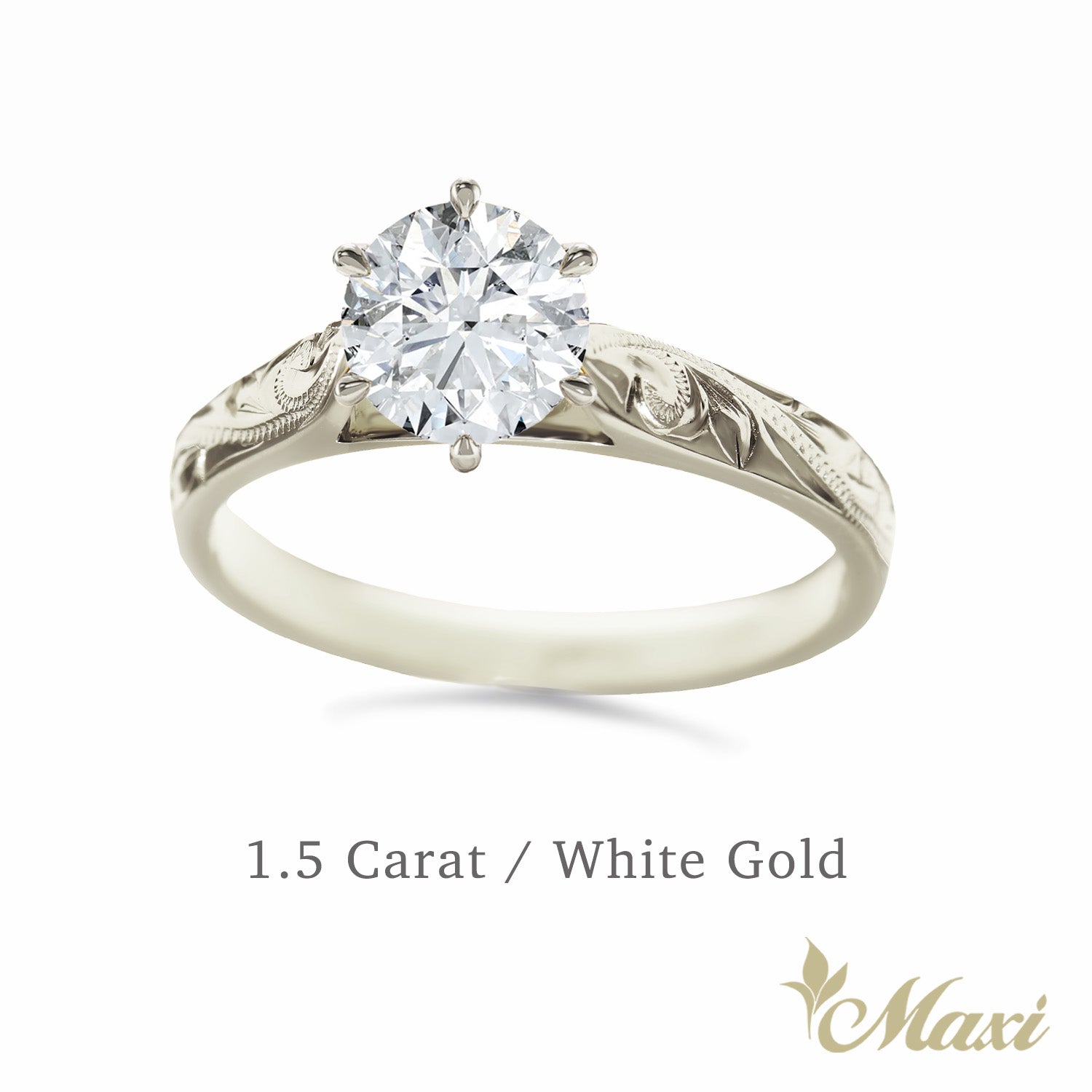 1 Carat Rond Lab-Grown Diamond Hawaiian Engraved Solitaire_Tapered Ring [14K/18K Gold]