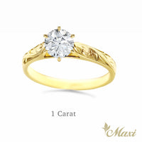 1 Carat Rond Lab-Grown Diamond Hawaiian Engraved Solitaire_Tapered Ring [14K/18K Gold]