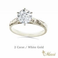 1 Carat Rond Lab-Grown Diamond Hawaiian Engraved Solitaire_Tapered Ring [14K/18K Gold]