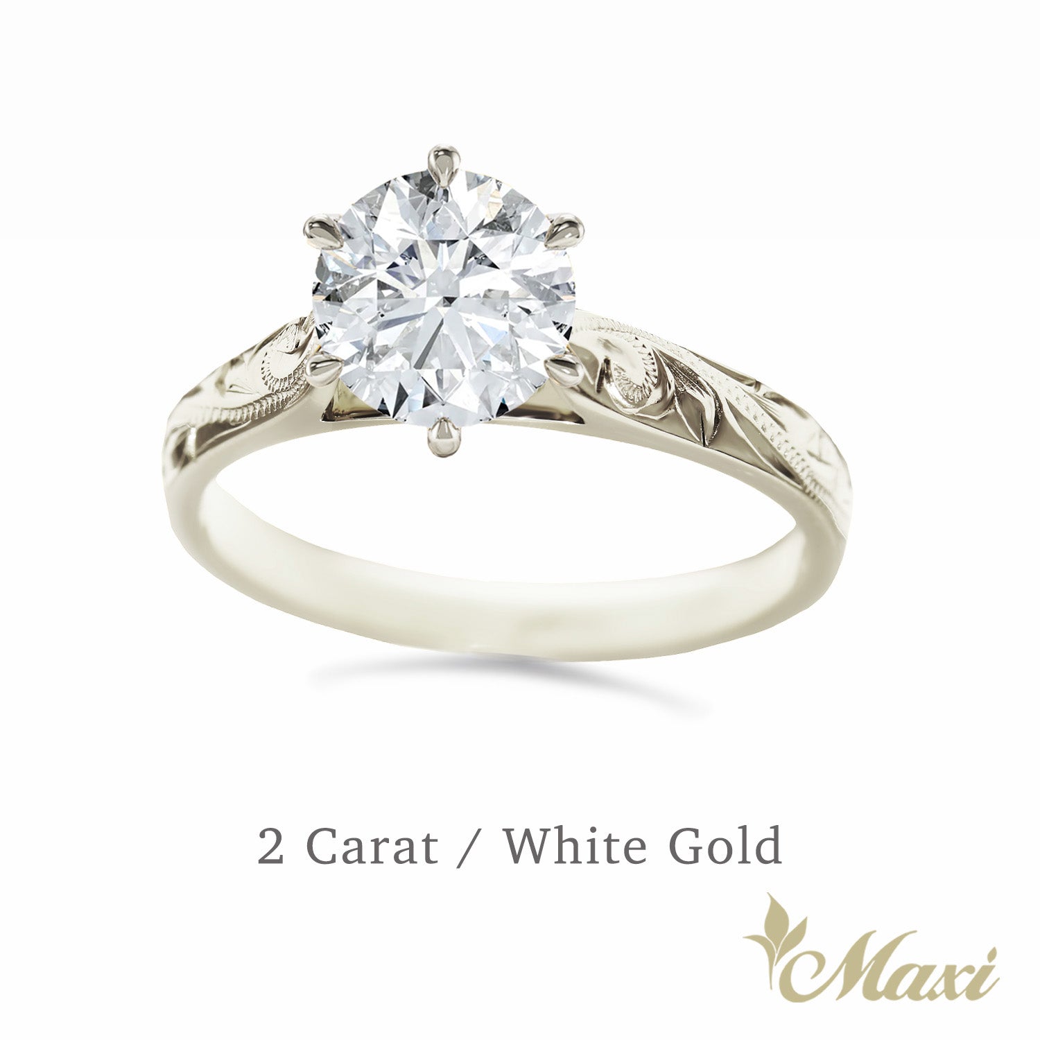 1 Carat Rond Lab-Grown Diamond Hawaiian Engraved Solitaire_Tapered Ring [14K/18K Gold]