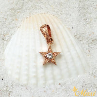 [14K Gold] Star Pendant with Diamond-Hand Engraved Traditional Hawaiian Design (P0498)