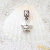 [14K Gold] Star Pendant with Diamond-Hand Engraved Traditional Hawaiian Design (P0498)