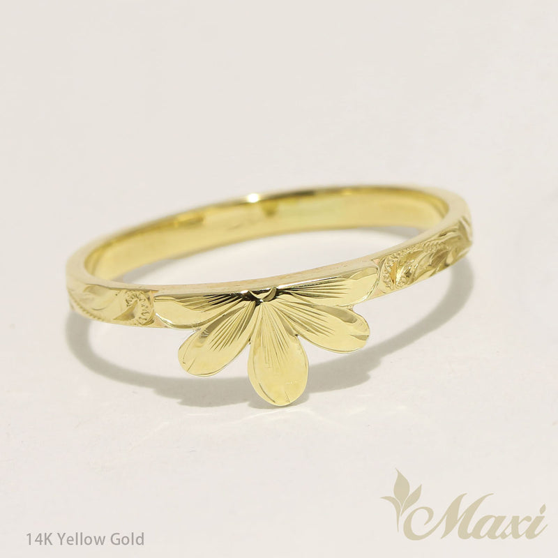 Naupaka cutout ring Yellow gold