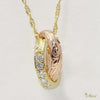 [14K Yellow Gold & Pink Gold] Double Baby Ring w/Diamond Pendant Top Engraved Traditional Hawaiian Design*Made-to-order* (P1237)